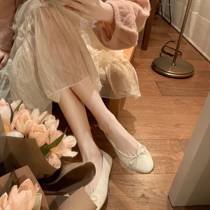 <span class=keywords><strong>Mocassins</strong></span> en cuir de vache pour femmes, ballerines plates, bout doux, semelle souple, cuir d'agneau respirant, à enfiler, nœud papillon - Product Image 3