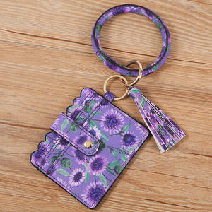 Porte-clés de Bracelet de mode, <span class=keywords><strong>39</strong></span> Styles de sac de carte d'identité en cuir PU avec pompon porte-clés pour femmes et filles - Product Image 3