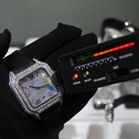Montre mécanique de luxe en moissanite avec testeur de diamants, montre pour homme en acier inoxydable sertie de diamants VVS, montre de rappeur