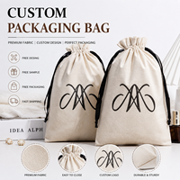 Sac en toile de coton personnalisé avec logo imprimé, 8 oz, avec cordon de serrage, réutilisable, pour cadeaux, bougies, rangement, protection contre la poussière