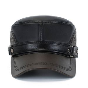 Casual Autumn Winter Flat Top Outdoor Warm <b>Hat</b> Genuine Leather Men Winter <b>Hat</b> - Product Image 2