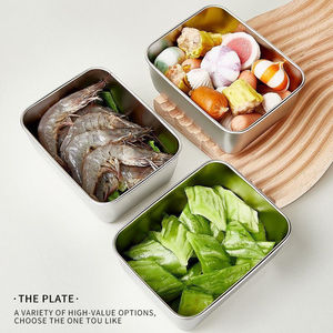 Food Storage Container Stainless Steel Rectangle <b>Clip</b>-on Lid Camping Outdoor Use - Product Image 2