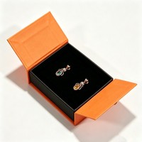 Boîte à bijoux de luxe verte à double ouverture pour collier, boucles d'oreilles et bague, emballage cadeau en papier, vente chaude, boîte cadeau de haute qualité avec dorure à chaud