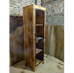 Librero de Madera Maciza de 5 Niveles con Patas de Hierro y Puerta, Estante de Exhibición Multifuncional Tradicional para el Hogar y la Oficina - Product Image 4