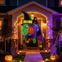 Figurine gonflable d'Halloween de 1,2 m avec lumières LED pour décoration extérieure, thème sorcière, à suspendre pour jardin ou fête