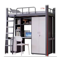 Lits superposés en métal Chambre Lit mezzanine bon marché pour garçon avec rangement Lit superposé en métal pour enfants adolescents avec armoire de bureau