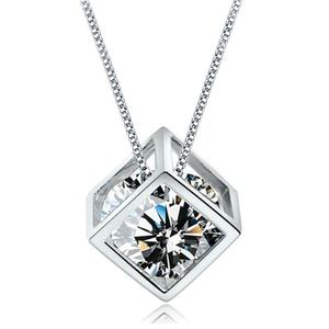 <span class=keywords><strong>Cubo</strong></span> de <span class=keywords><strong>Rubik</strong></span> mágico cuadrado personalizado, collar con colgante de plata de ley 925, diseño de ventana de amor bonito de circón para mujeres para fiestas - Product Image 1