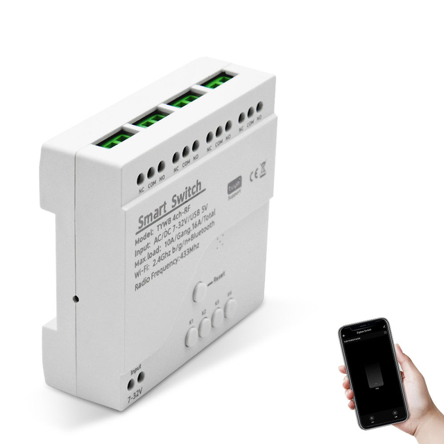 4CH Tuya Smart Switch 12V WIFI Module 7-32V RF Receiver Smart Relay
