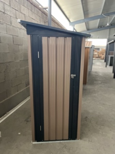 5*3 FT Hangar <span class=keywords><strong>de</strong></span> stockage extérieur Hangars <span class=keywords><strong>de</strong></span> stockage <span class=keywords><strong>de</strong></span> patio en métal avec portes verrouillables pour vélo, arrière-cour, piscine et jardin, marron - Product Image 5