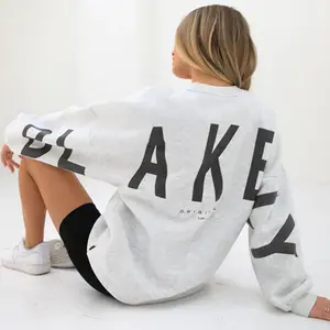 Custom Streetwear Cotton Jumper High Quality Women Printing Drop Shoulder Crewneck Oversized Sweatshirts