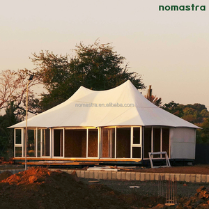 Tiendas de campaña prefabricadas con marco de acero con salón + baño Unidad de campamento de lujo para paisajes salvajes Glamping Hotel Carpa con baño - Product Image 2