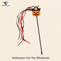 Baguette interactive pour chat Halloween avec ruban citrouille pirate et clochette, jouet pour chaton