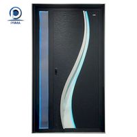 Puerta de Entrada Comercial de Madera Maciza y Acero Inoxidable Prima, con Pantalla de Fibra de Vidrio Resistente al Agua, para Uso en Exteriores de Apartamentos y Hoteles