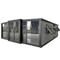 Maison mobile préfabriquée à double aile vitrée, conteneur préfabriqué, mini-maison extensible sur roues avec 3 chambres