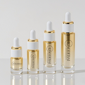 New Arrival Custom Skin Care Serum Hair Oil <b>Bottle</b> 5ml 10ml 15ml 30ml Empty Round Glass Shoulder Dropper Essential Oil <b>Bottle</b> - Product Image 4