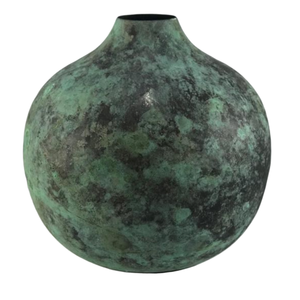 Rustic Handmade Iron Contemporary <b>Vase</b> Green Patina Finish Eco-Friendly Tabletop Decorative Flower Pot Home Hotel Garden - Product Image 1