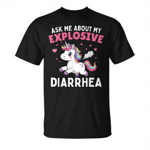 Camiseta con diseño de unicornio, camiseta con gráfico divertido del meme de la diarrea explosiva, talla para adultos - Product Image 2