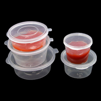 Petit gobelet rond jetable en PP transparent pour emporter, boîte à sauce en plastique avec couvercle