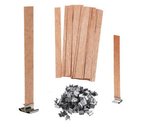 Mèches de bougies en <span class=keywords><strong>bois</strong></span> de différentes tailles pour la fabrication de bougies parfumées en soja, mèches en <span class=keywords><strong>bois</strong></span> DIY, mèches de bougies personnalisées avec base en fer - Product Image 1