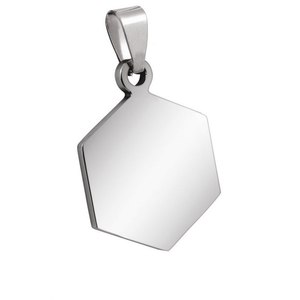 Petit pendentif hexagonal en acier 19x25mm, breloques et pendentifs raffinés - Product Image 1