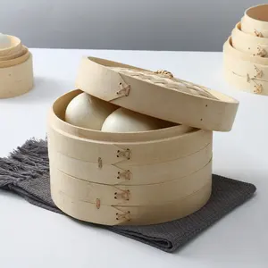 Doğal toptan çevre dostu bambu Dim Sum çin vapur sepeti dekorasyon sanat tedarikçisi bambu vapur