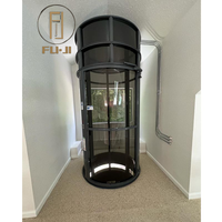 Ascenseur hydraulique élégant et rond pour maison, avec vitres panoramiques et acier inoxydable durable, pour usage intérieur/extérieur en villa