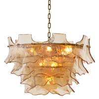 Lustre suspendu en verre de luxe moderne italien 2026 pour salon de villa, décoration intérieure créative dorée