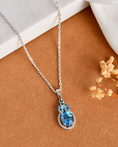 Finearth Ventures Blue Topaz Marquise-ตัดจี้เงินสเตอร์ลิงคลาสสิกออกแบบเสน่ห์รัศมี-ผู้หญิง unisex เครื่องประดับสำหรับ - Product Image 4