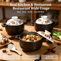 Pot en céramique pour cuisinières à gaz, résistant à la chaleur, anti-fissures, passe au lave-vaisselle, nouveau style chinois, grande capacité, pour faire des soupes et des ragoûts