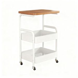 Chariot de rangement en métal mobile à <span class=keywords><strong>3</strong></span> couches, chariot utilitaire à roues verrouillables avec étagère à collation roulante pour le salon - Product Image 2