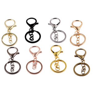 Llavero de tres piezas con cierre de langosta, de aleación de zinc metálica, redondo, accesorios de joyería DIY, llavero con cierre de langosta para manualidades - Product Image 1