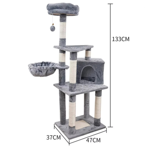 Uzun Kedi Ağacı Aktivite Merkezi Sağlam Rahat Tırnaklama Direkleri Çoklu Yuva İç Mekan Kedi Ağacı - Product Image 6