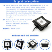 Escáner de Códigos de Barras 2D de Largo Alcance EMT6661C, PDF417, OCR, MRZ, Lector de Códigos QR Integrado con Cables USB RS232