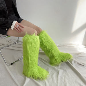 <span class=keywords><strong>Stivali</strong></span> <span class=keywords><strong>Alti</strong></span> da Donna Libi Autunno Inverno Caldi in Peluche con Nappe, Suola in Gomma, <span class=keywords><strong>Tacco</strong></span> Piatto 3cm, Colore Solido, di Tendenza - Product Image 6