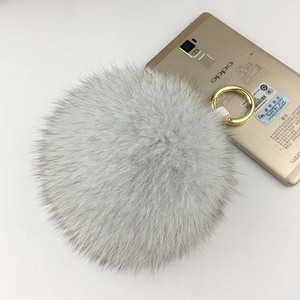 12cm Luxury Fluffy <strong>Real</strong> Fox <strong>Fur</strong> Ball <strong>PomPom</strong> 14 Colors Genuine <strong>Fur</strong> <strong>Keychain</strong> Metal Ring Pendant Bag Charm - Product Image 1