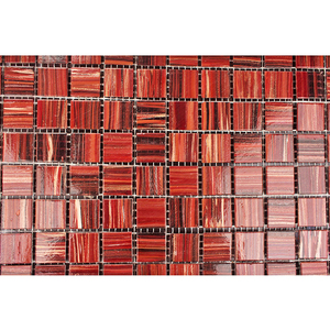 Tuiles de <span class=keywords><strong>piscine</strong></span> à <span class=keywords><strong>prix</strong></span> avantageux, mosaïque de verre brillant rouge vin avec veinage doré - Product Image 3