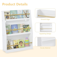 Étagère à livres pour enfants à 3 niveaux, blanche, robuste, en MDF et en bois de pin, organisateur de rangement pour chambres, salles de jeux, salles de classe