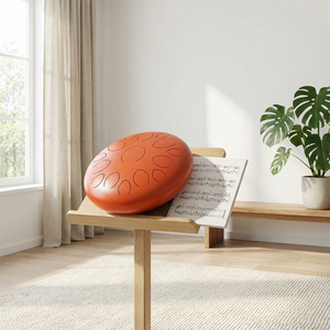 Tambour à langue en acier orange de 14 pouces, 15 notes, clé de Ré, en acier au carbone, type Handpan, qualité supérieure, avec personnalisation OEM (couleur, taille et impression de logo) - Product Image 4