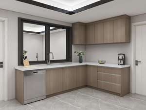 Mueble de Cocina Colgante de Diseño Simple con Acabado en Melamina con Aspecto de Madera, Construcción de Madera Contrachapada y Protector Contra Salpicaduras - Product Image 2