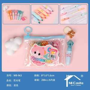 Weibo Fluorescent Highlighter Pen 6 Colors Normal Size For School Office Use - Product Image 3