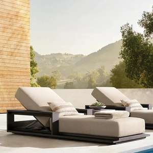 Coussin <span class=keywords><strong>de</strong></span> chaise longue moderne pour extérieur, jardin, patio, piscine, hôtel, cour – Chaise longue en métal durable pour bronzer - Product Image 2