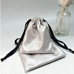 Wholesale High Quality Fashion Reusable Portable Small Satin Silk Jewelry Gift Pouch with Satin Ribbon Drawstring and Dust Bag - Product Image 5