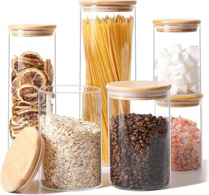 Glas-Vorratsdosen-Sets für die Küchenorganisation, durchsichtige Glasbehälter mit Deckel - Product Image 1
