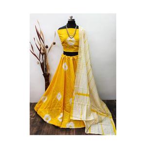 Nueva llegada de ropa india y pakistaní Chanderi seda Batik estampado Lehenga Choli para bodas y festivales - Product Image 1