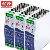 Mean Well WDR-120 Seri 120W Catu Daya Industri DIN Rail Output Tunggal 12V/24V/48V Relay Solid State Ultra-lebar yang Dapat Disesuaikan
