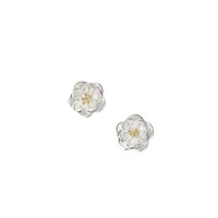 Zierliche 925 Silber Weiße Rosen-Ohrstecker S925 Silber Emaille Blumen-Ohrstecker