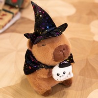 Peluche Capybara d'Halloween, jouet en peluche doux avec chapeau de sorcière et cape, cadeau anti-stress