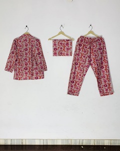 Ensemble de pyjama élégant et léger en coton pour l'été, imprimé à la main, pour femmes, prix de gros - Product Image 2