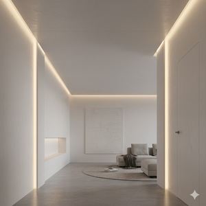 Profilé en aluminium extrudé LED argenté anodisé 6063-T5, parfait, non étanche, encastré, pour plafond en plâtre, gypse, cloison sèche - Product Image 5