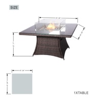 Table de repas moderne de luxe en rotin et aluminium avec foyer intégré - Mobilier d'extérieur écologique pour parcs, fermes, hôtels et jardins